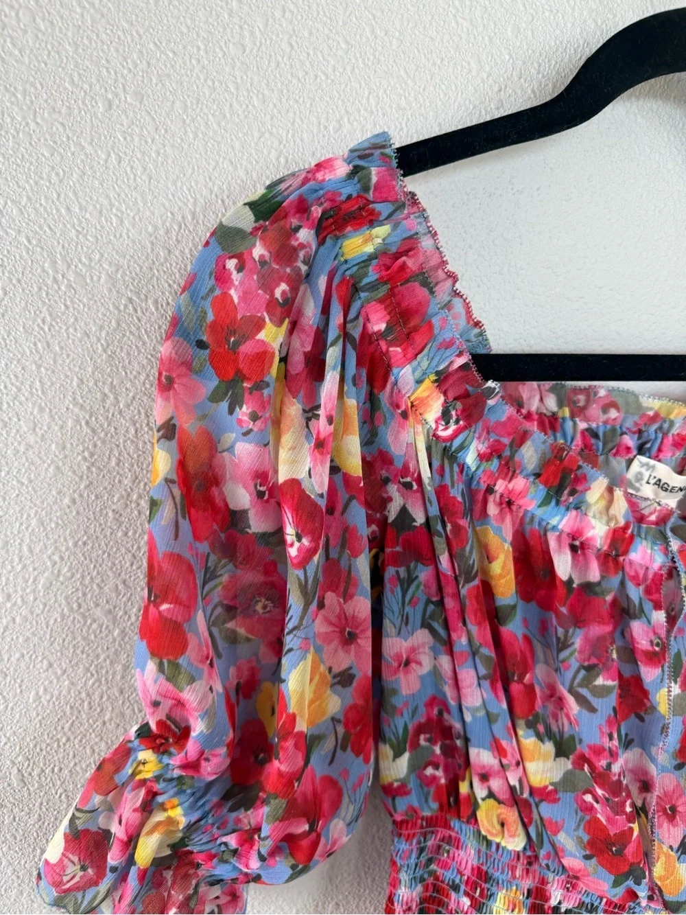 L'Agence Aubriella Off the Shoulder Floral Blouse Red Multi Casual Women’s Small